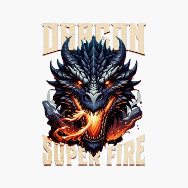 Menacing Dragon Head with Super Fire Flames Cotton Tote Bag