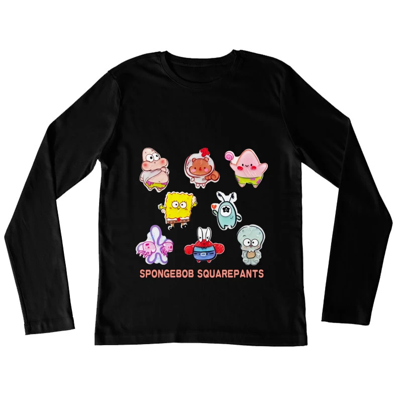 Niedliche SpongeBob Charaktere Damen Langarm T-Shirt