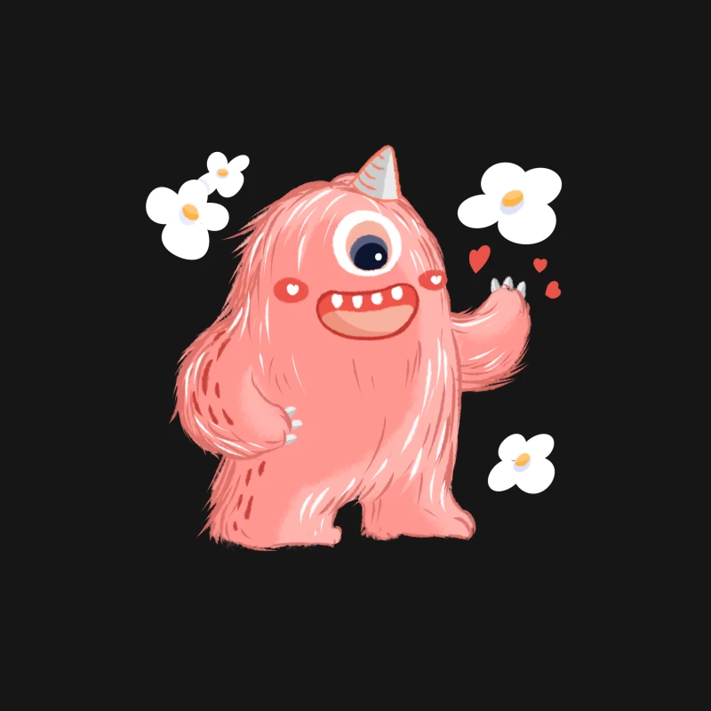 Rosa Einhornmonster mit Blumen Herren T-Shirt