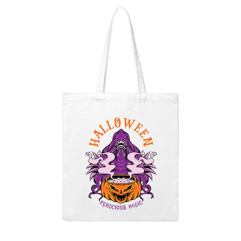 Halloween Ferocious Magic Design Cotton Tote Bag