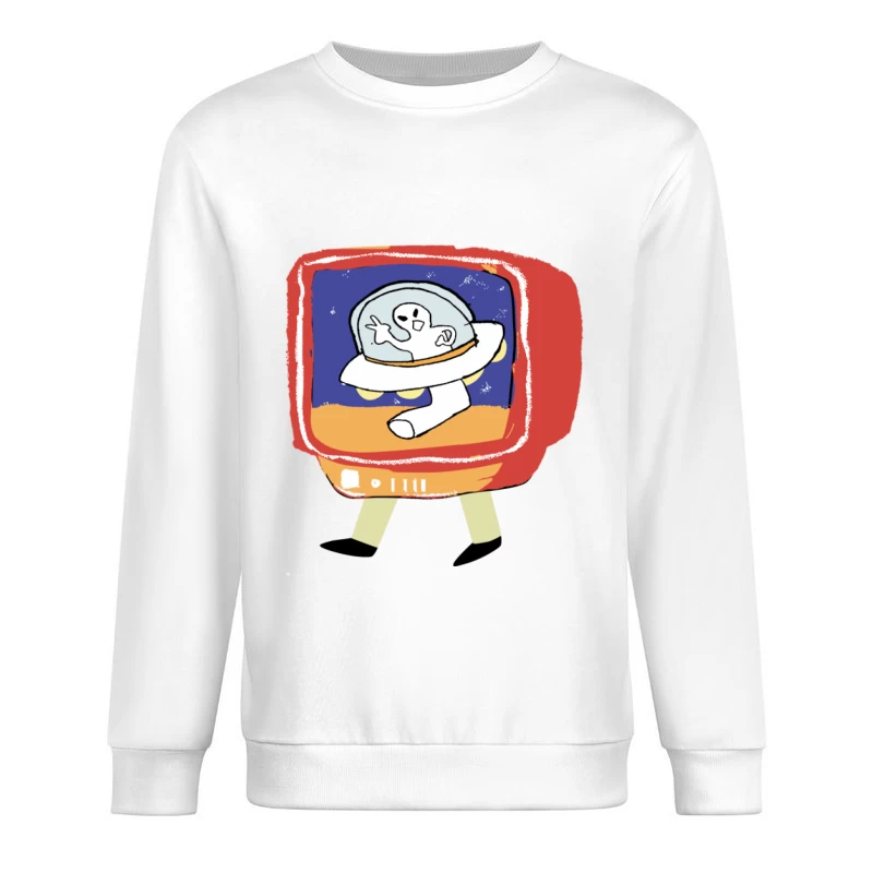 Astronaut auf vintage Fernseher Herren Pullover Sweatshirt