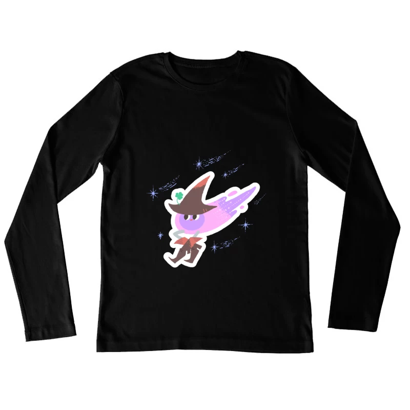 Niedlicher Zauberer mit lila Schweif Damen Langarm T-Shirt