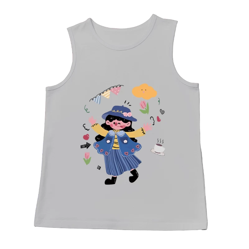 Fröhliches Mädchen im Garten Herren Tanktops