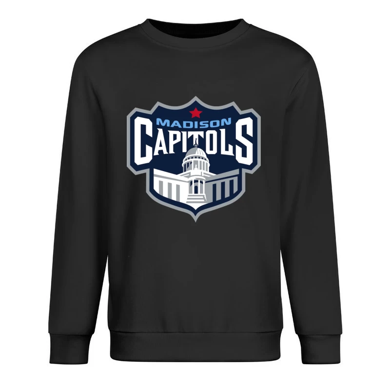 Madison Capitols Hockey Team Logo featuring Wisconsin State Capitol Building Male Pullover Sweatshirt