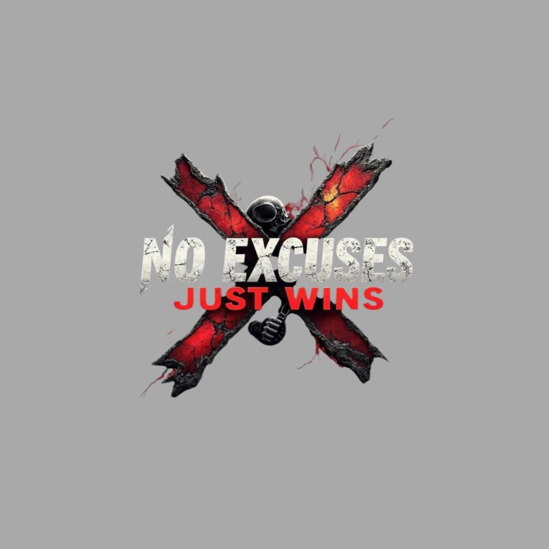 Motivational Logo: No Excuses Just Wins Male Pullover Hoodie