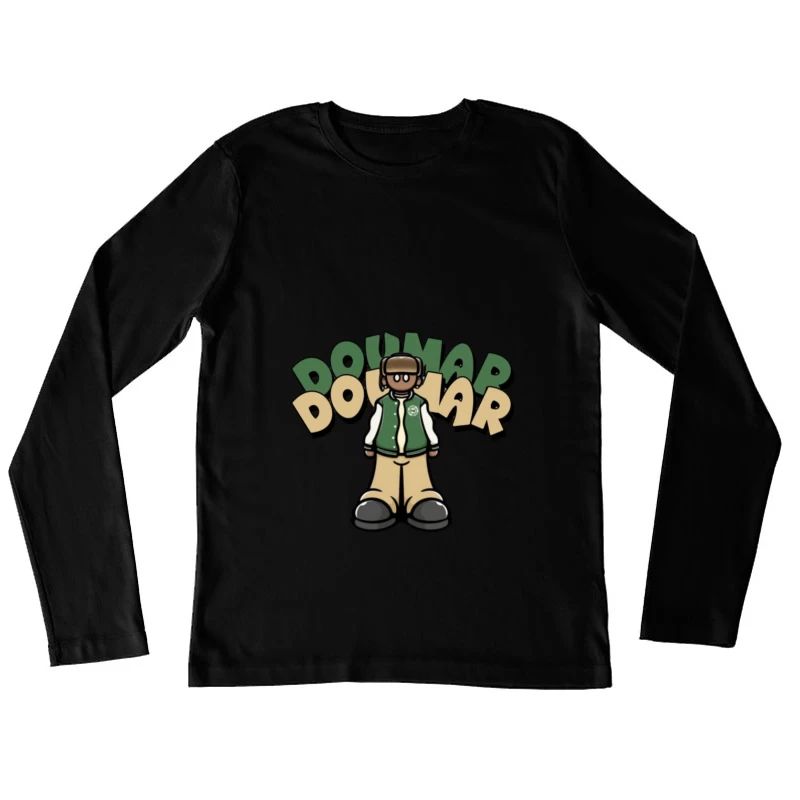 Cartoon-Figur mit Buchstaben-Design Damen Langarm T-Shirt