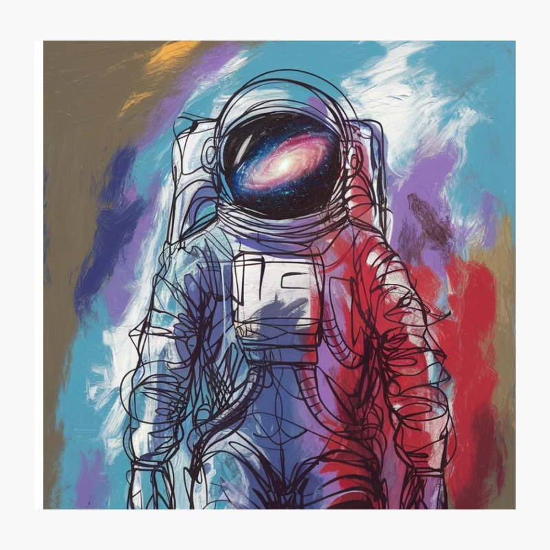 Vibrant Abstract Astronaut: A Modern Space Art Painting Throw Pillow