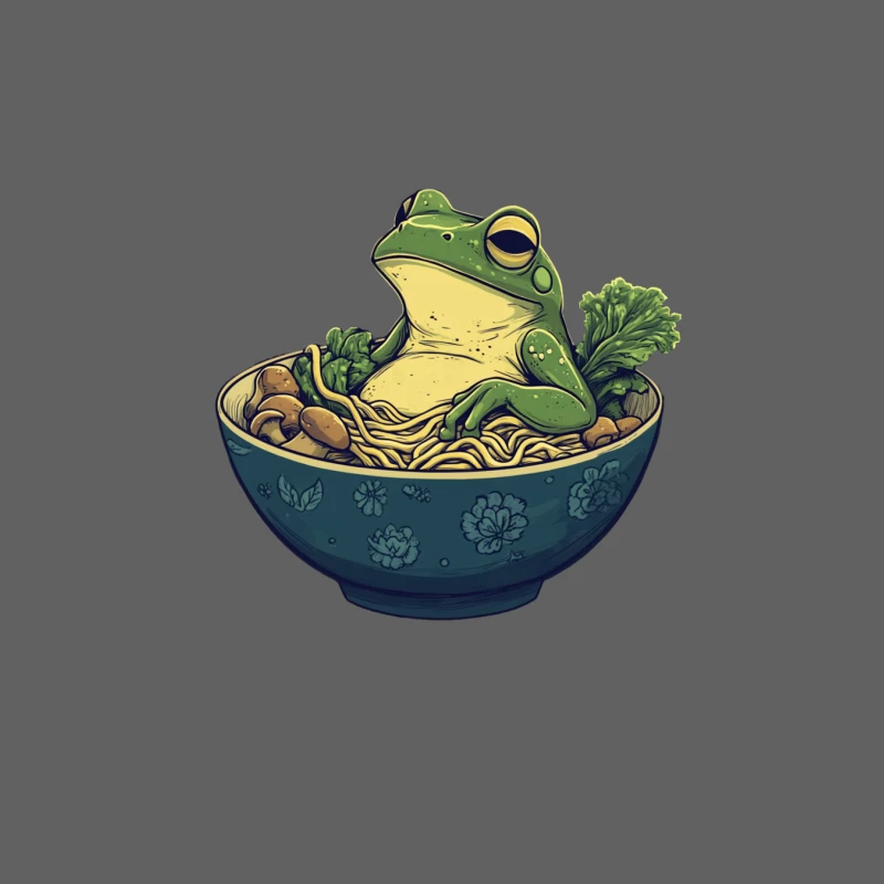 Whimsical Frog Lounging in Ramen Bowl Illustration Male Tank Top