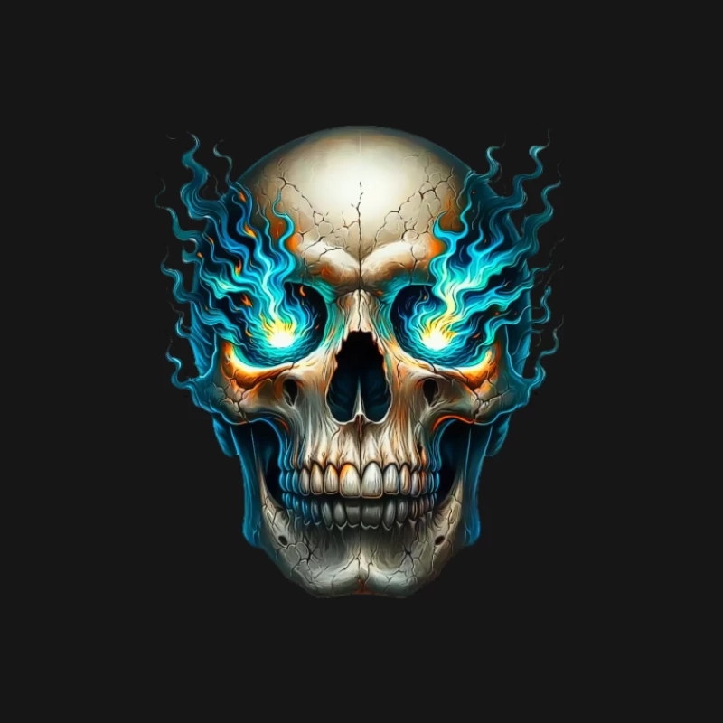 Schädel mit blauen Flammen Damen T-Shirt