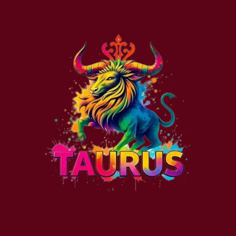Colorful Taurus Zodiac Illustration Tapestry