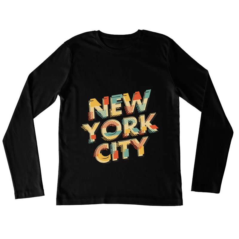Retro New York City Text Damen Langarm T-Shirt