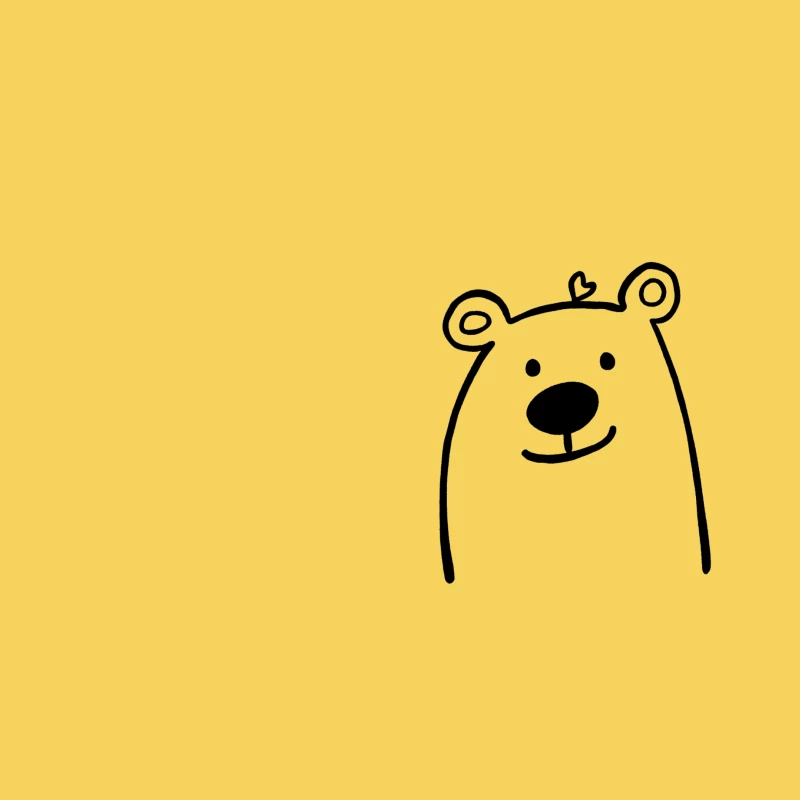 Cute Minimalist Cartoon Bear Line Drawing Bucket Hat