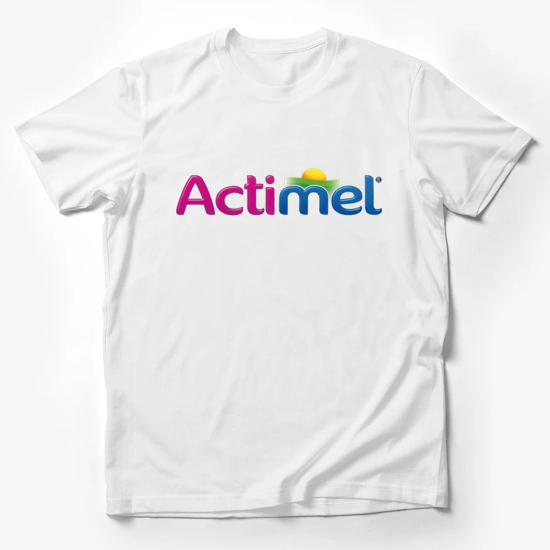 Actimel Dairy Brand Colorful Logo Design Male T-Shirt