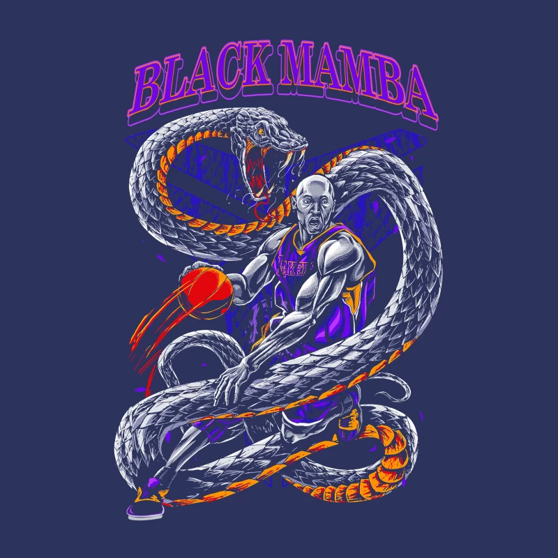 Basketball Illustration of Black Mamba with Snake Female T-Shirt