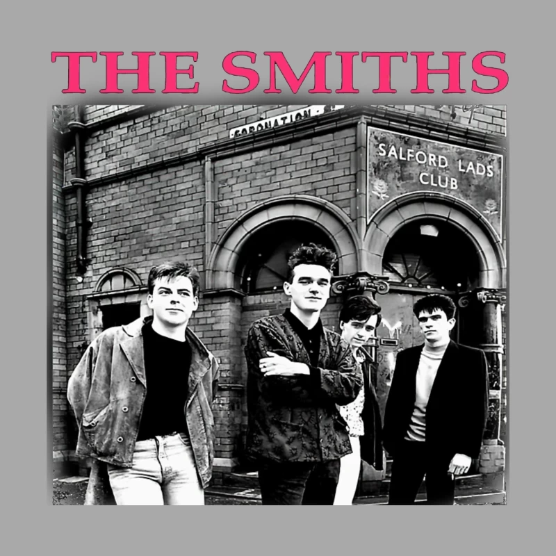 The Smiths Band Outside Historic Salford Lads Club - Iconic Black and White Photograph Female Pullover Hoodie