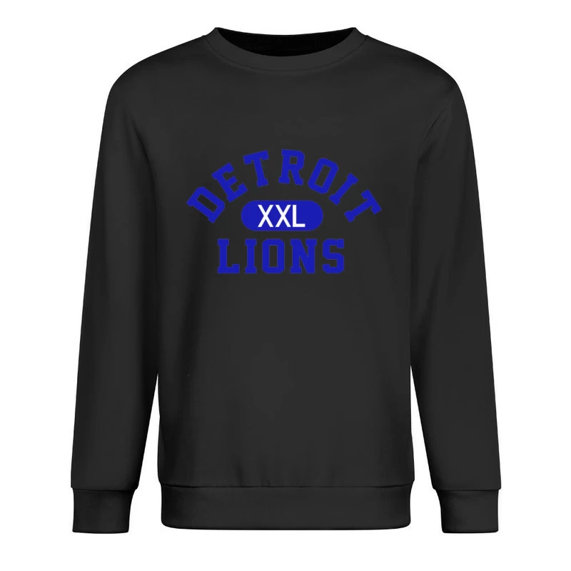 Detroit Lions XXL Sports Team Logo in Blue Typography Male Pullover Sweatshirt