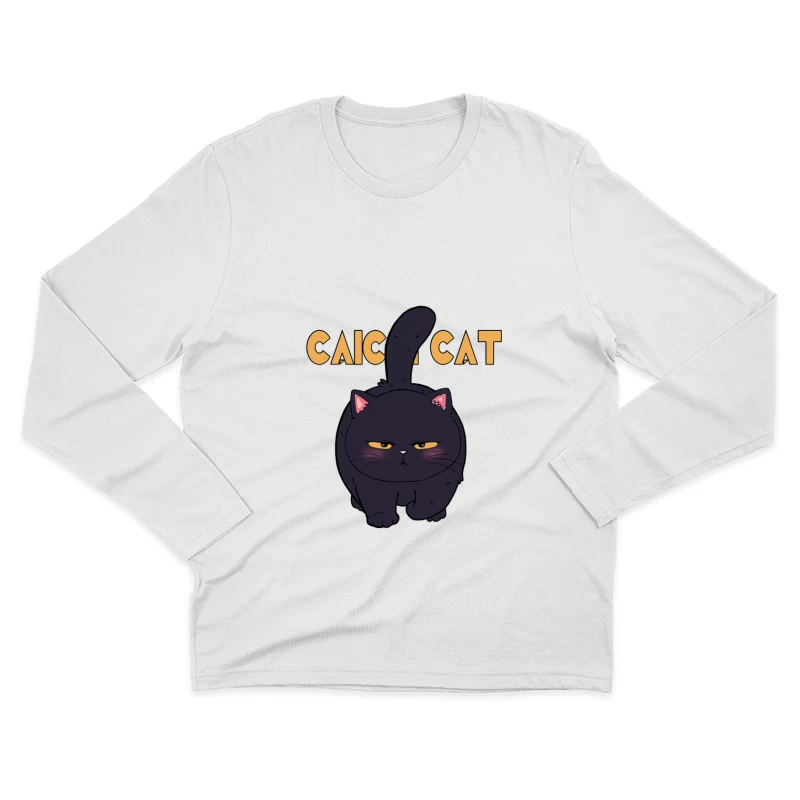 Grummelige schwarze Katze Illustration Herren Langarm T-Shirt