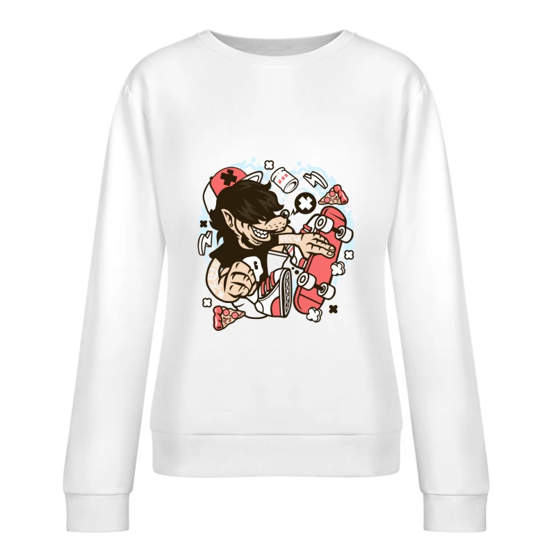 Skateur rebelle avec accessoires Femme Sweat-shirt à enfiler