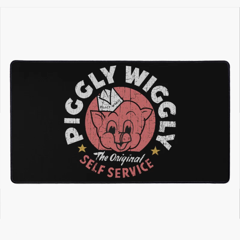 Vintage Pig Self Service Restaurant Logo Design Desk Mat