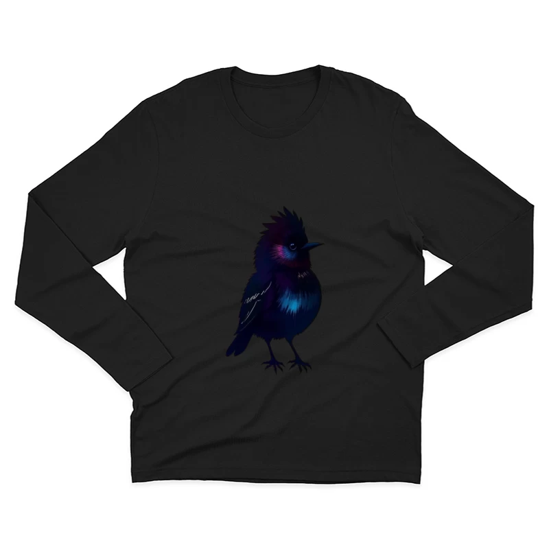 Mystical Glowing Black Bird Silhouette Male Long Sleeve T-Shirt