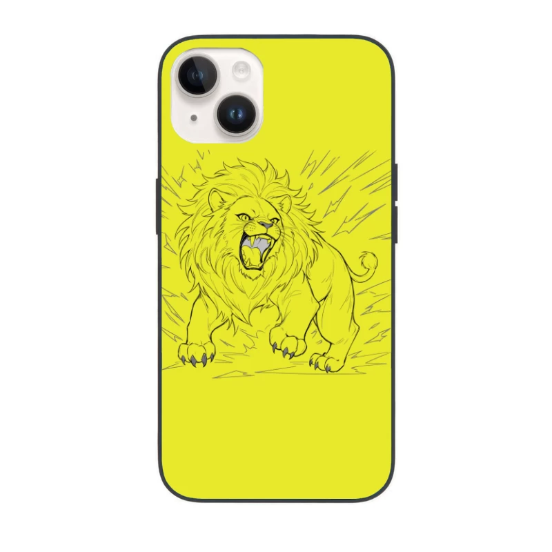 Fierce Roaring Lion Illustration iPhone Case