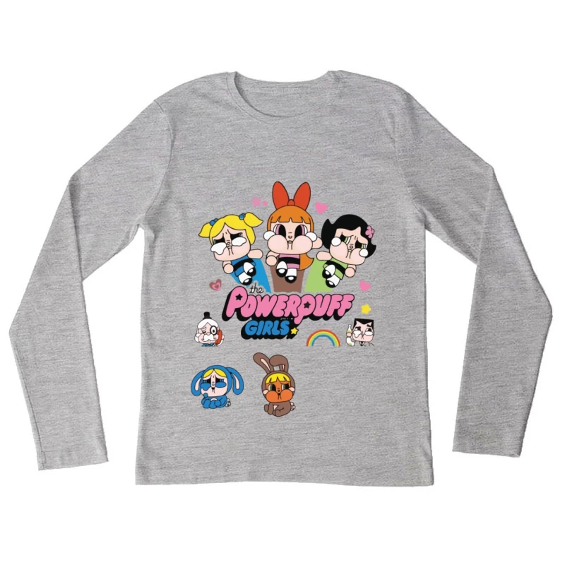 Kawaii Powerpuff Mädchen Illustration Damen Langarm T-Shirt