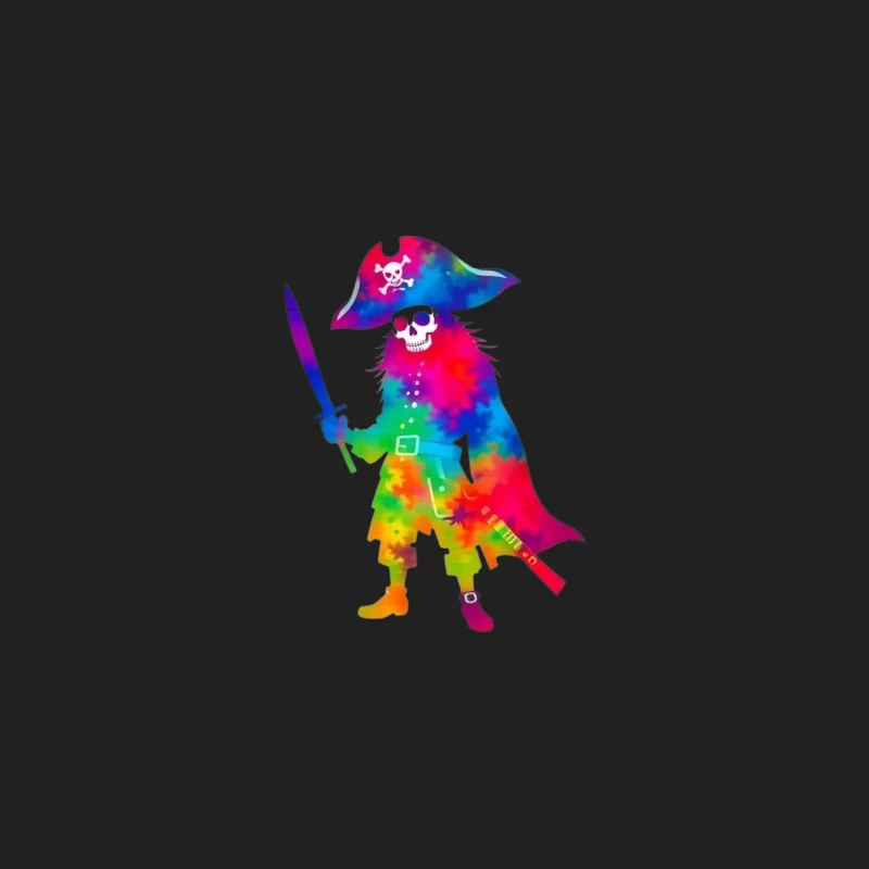 Colorful Pirate Skeleton with Sword Bucket Hat