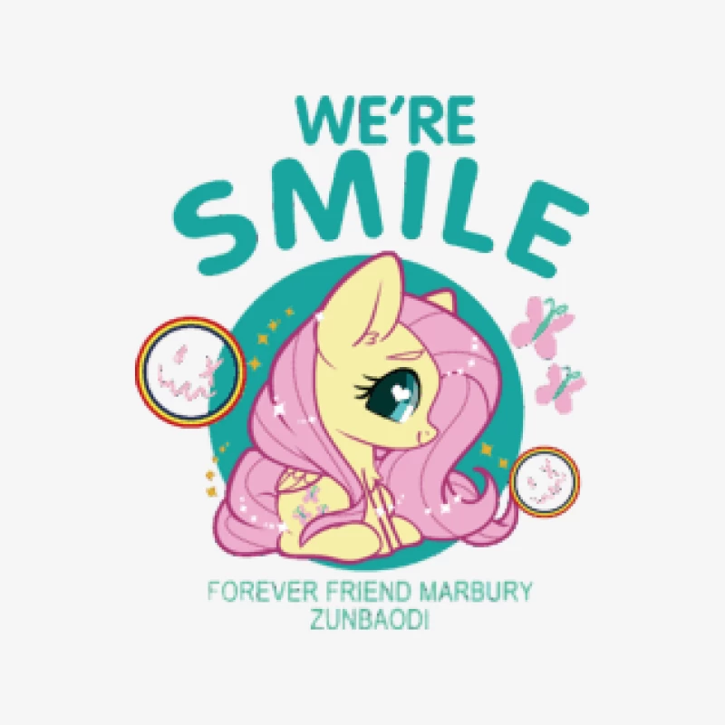 Süßes Pony-Design mit Fröhlichkeit Herren Langarm T-Shirt