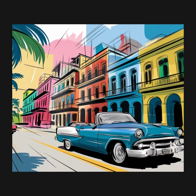 Vibrant Retro Havana Street Scene with Vintage Car Mouse Pad