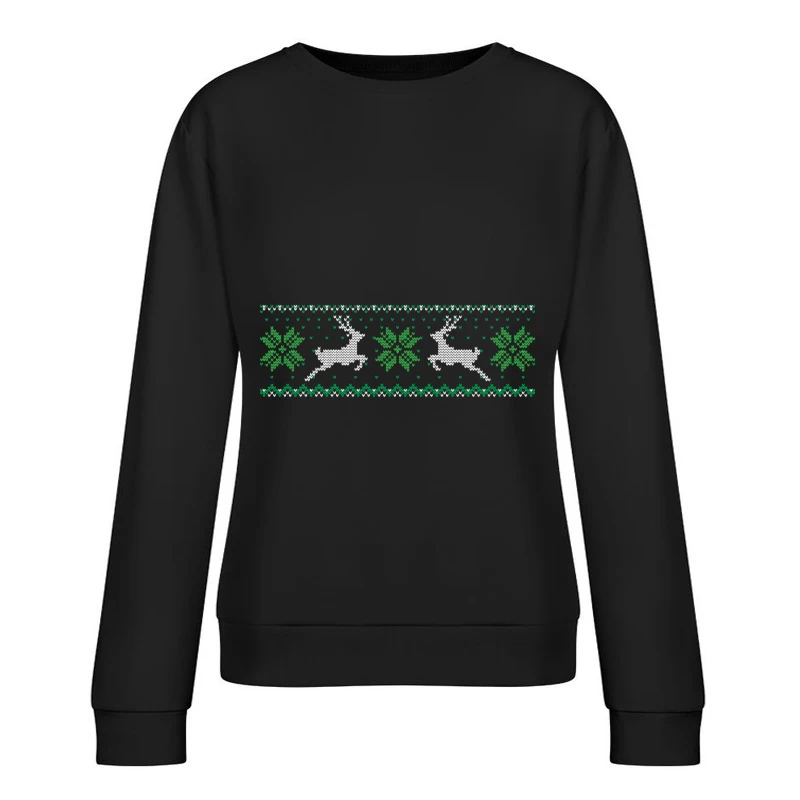 Motif de Noël avec cerfs et flocons Femme Sweat-shirt à enfiler