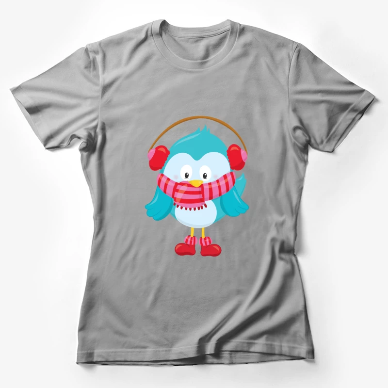 Oiseau en Hiver avec Cache-Oreilles Femme T-Shirt