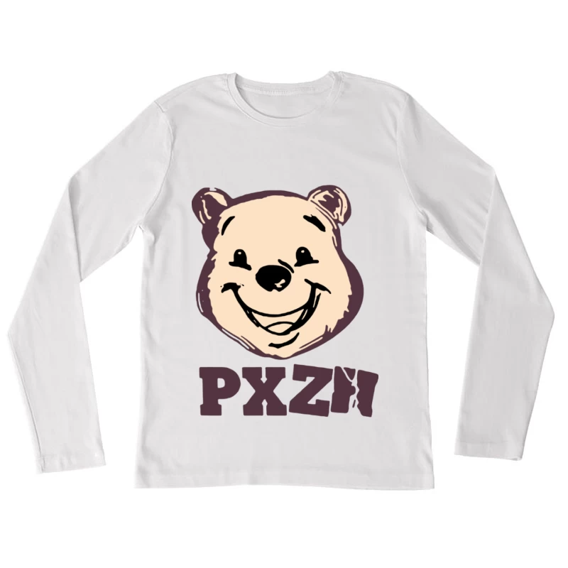Lächelndes Bärengesicht mit Buchstaben PXZI Damen Langarm T-Shirt