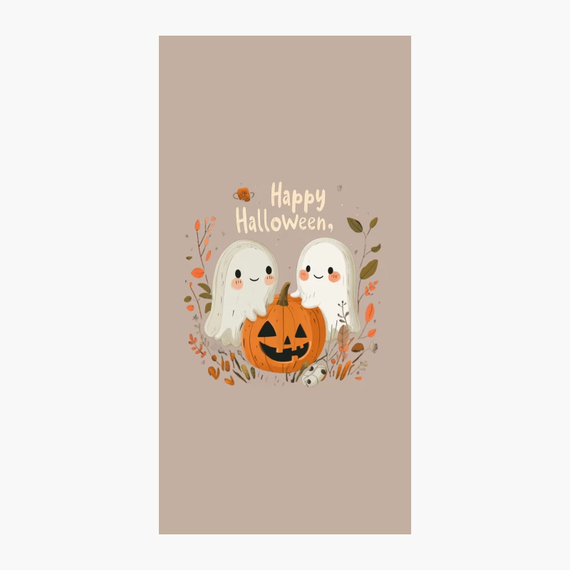 Cute Halloween Illustration with Friendly Ghosts and Jack-o'-Lantern iPhone Case