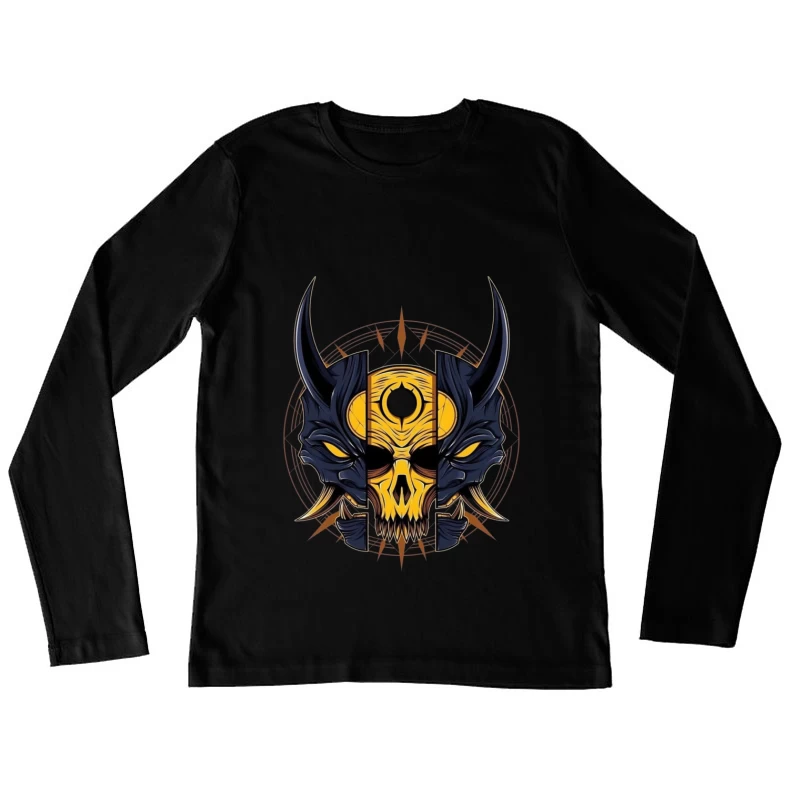 Fantasy Demon Skull Illustration Female Long Sleeve T-Shirt