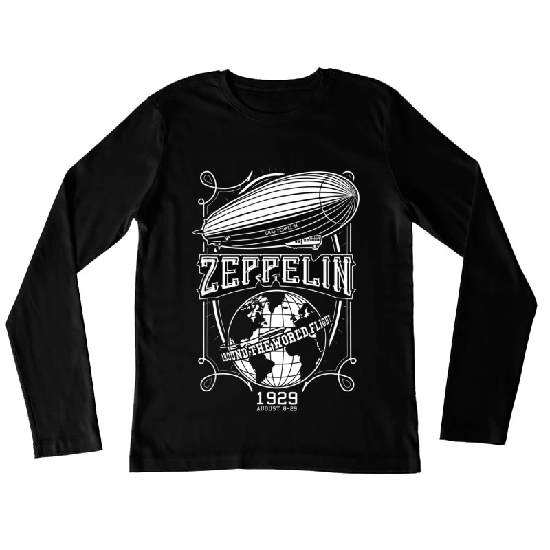 Vintage 1929 Zeppelin Airship Concert Promotional Design Female Long Sleeve T-Shirt