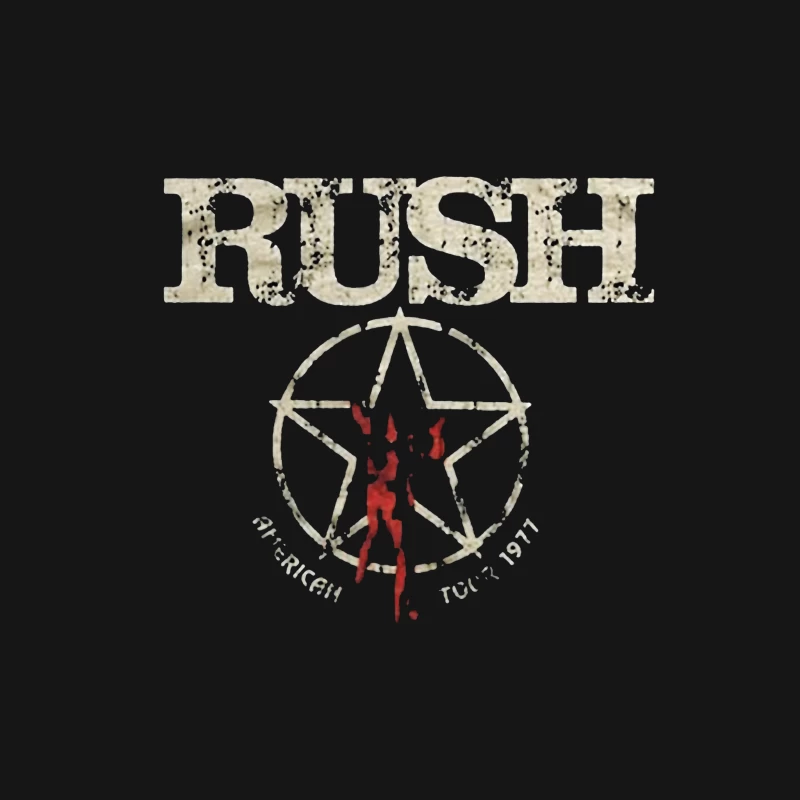 Rush Band Vintage Logo with Pentagram Star Design Male T-Shirt