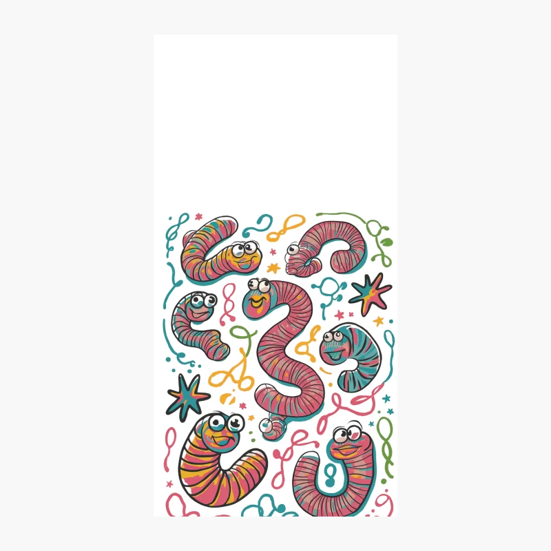 Cheerful Cartoon Worms and Numbers Doodle iPhone Case