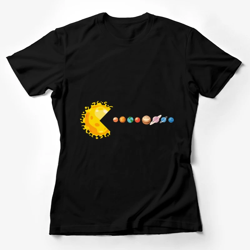 Pac-Man Sonne schluckt Sonnensystem Damen T-Shirt