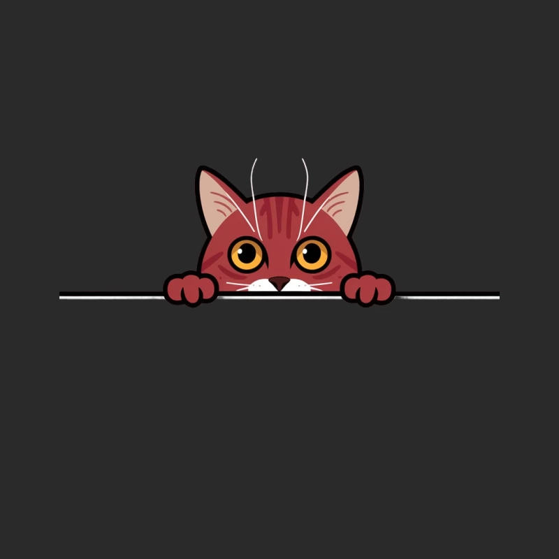 Cute Red Cartoon Cat Peeking with Yellow Eyes Baseball Cap