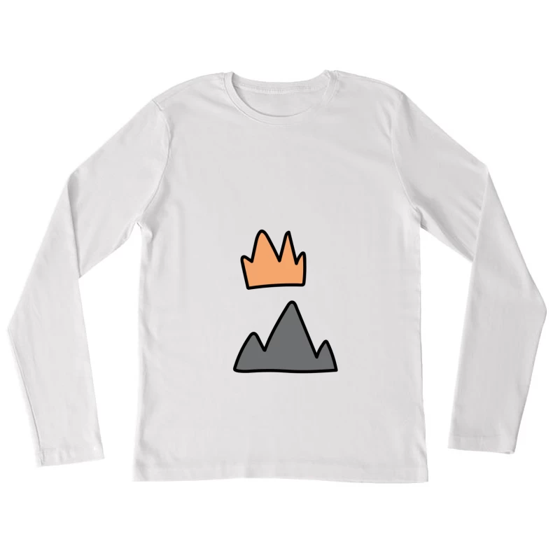 Montagne et Couronne Stylisées Femme Manches Longues T-Shirt