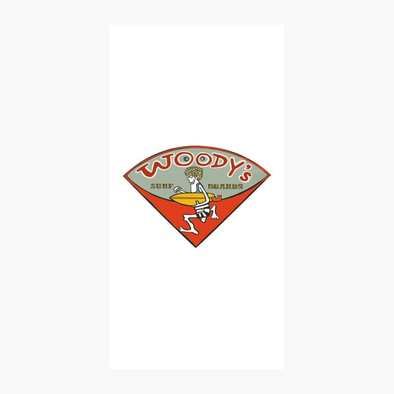 Woody's Surf Boards: Retro Logo with Cartoon Surfer iPhone Case