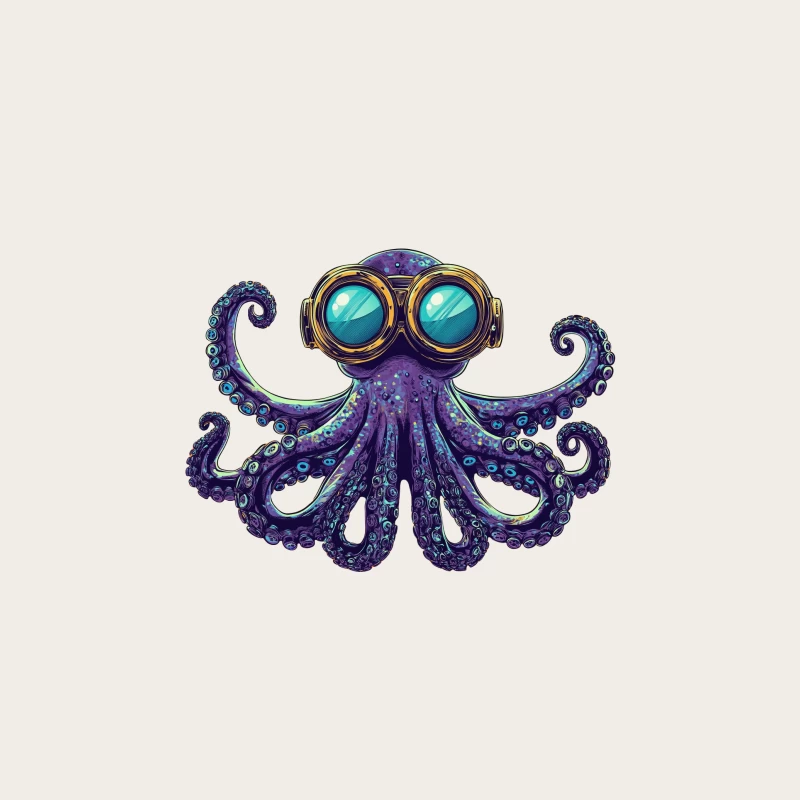 Steampunk Purple Octopus with Vintage Goggles Bucket Hat