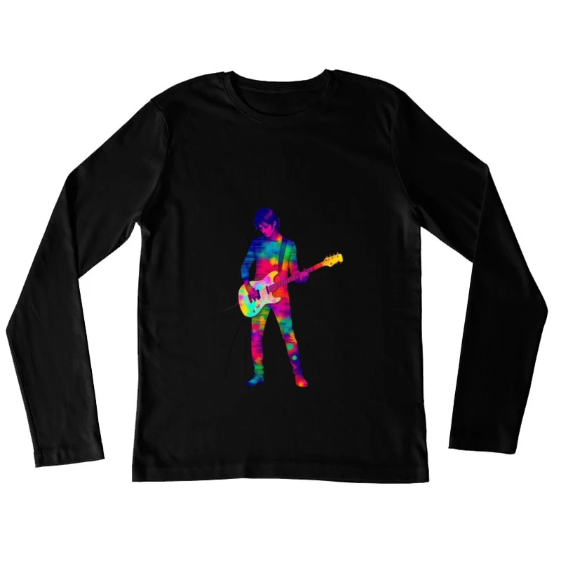 Colorful Musician Playing Electric Guitar Female Long Sleeve T-Shirt