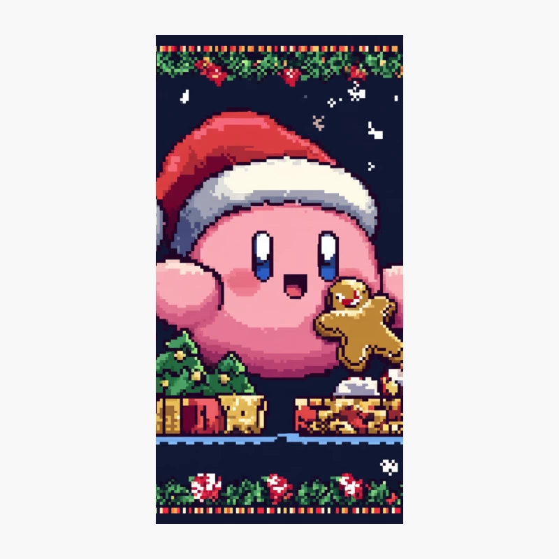 Pixel Art Christmas Kirby with Holiday Gifts iPhone Case