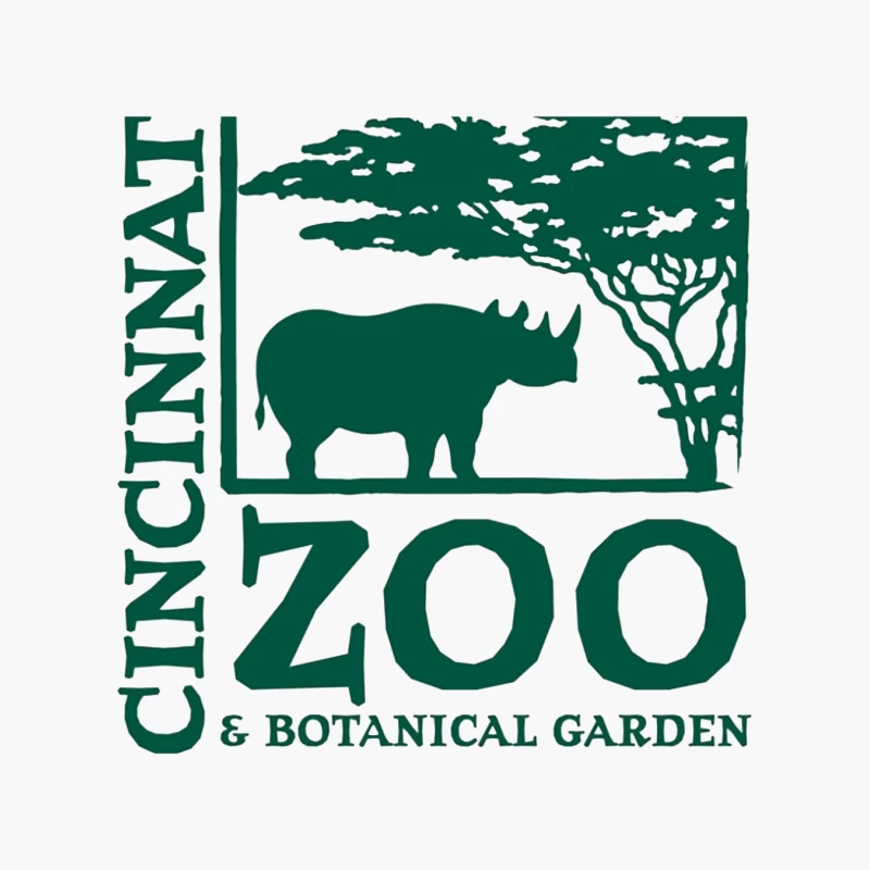 Cincinnati Zoo & Botanical Garden Logo with Rhinoceros and Acacia Tree Cotton Tote Bag