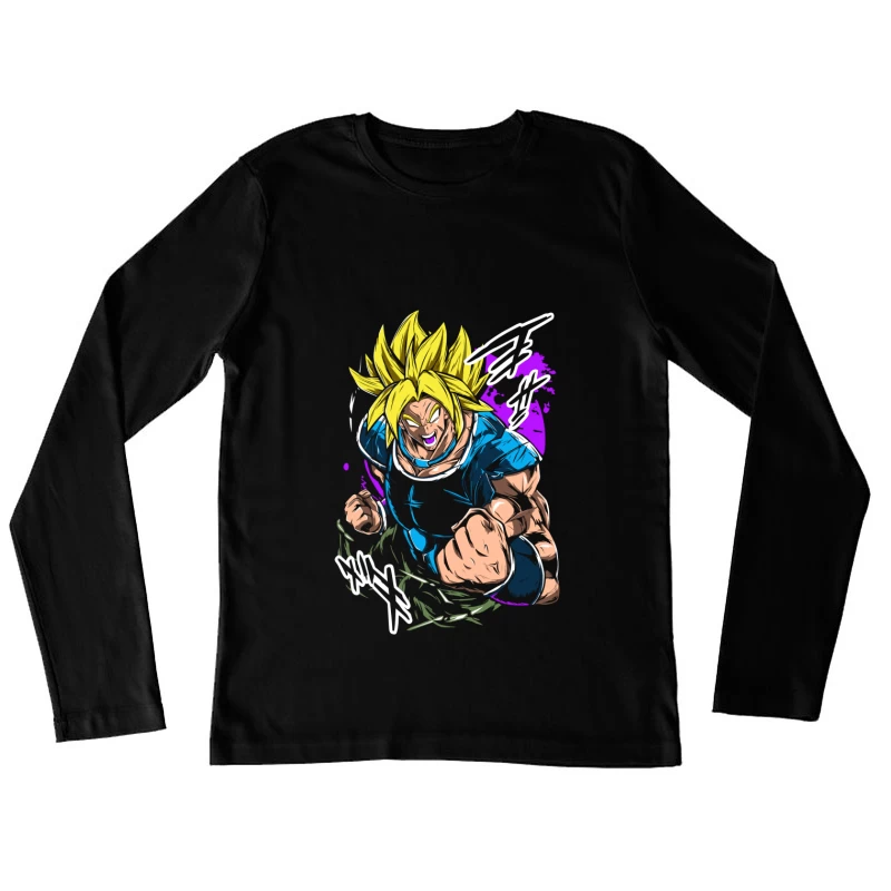 Anime Character in Action with Bright Colors Female Long Sleeve T-Shirt