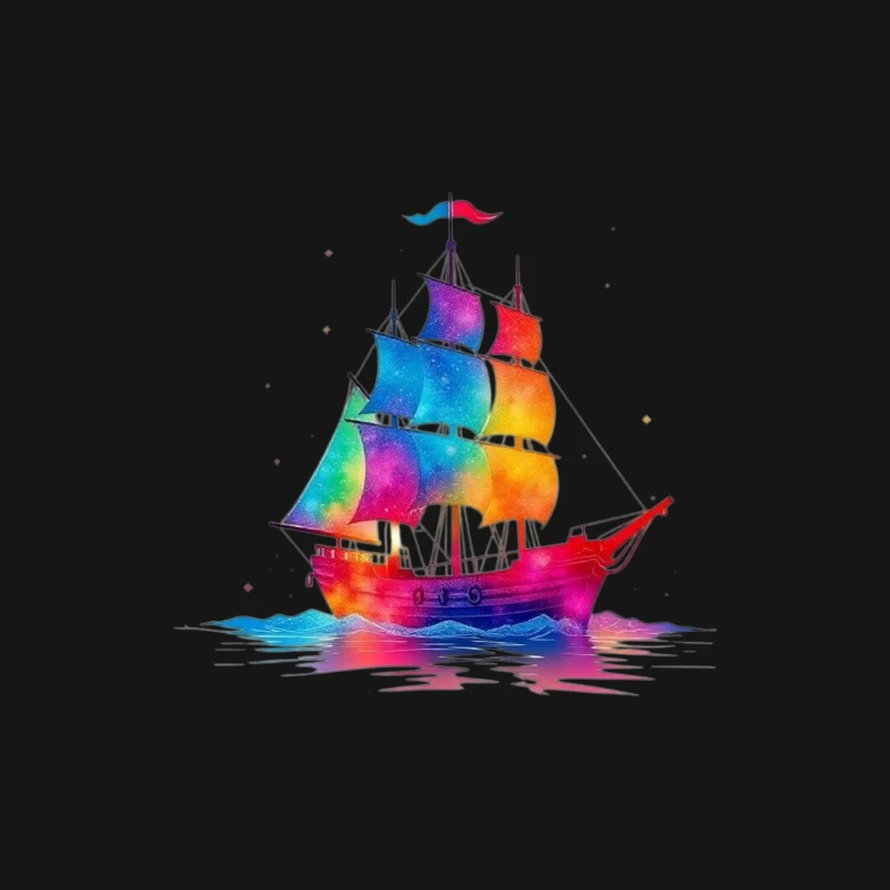 Colorful Sailing Ship Male Long Sleeve T-Shirt
