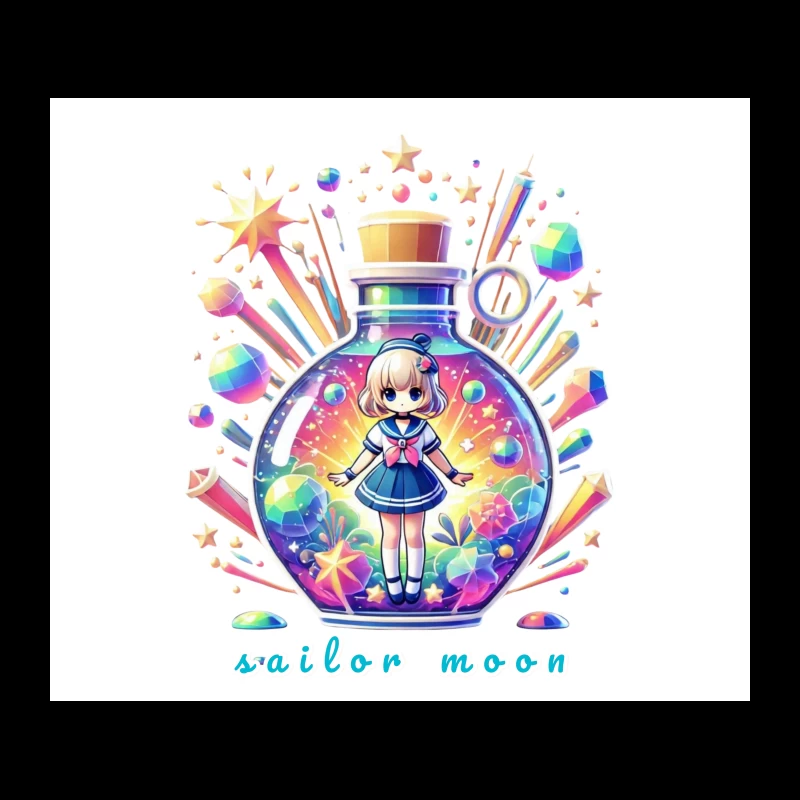 Magical Chibi Sailor in Rainbow Crystal Bottle Tapestry