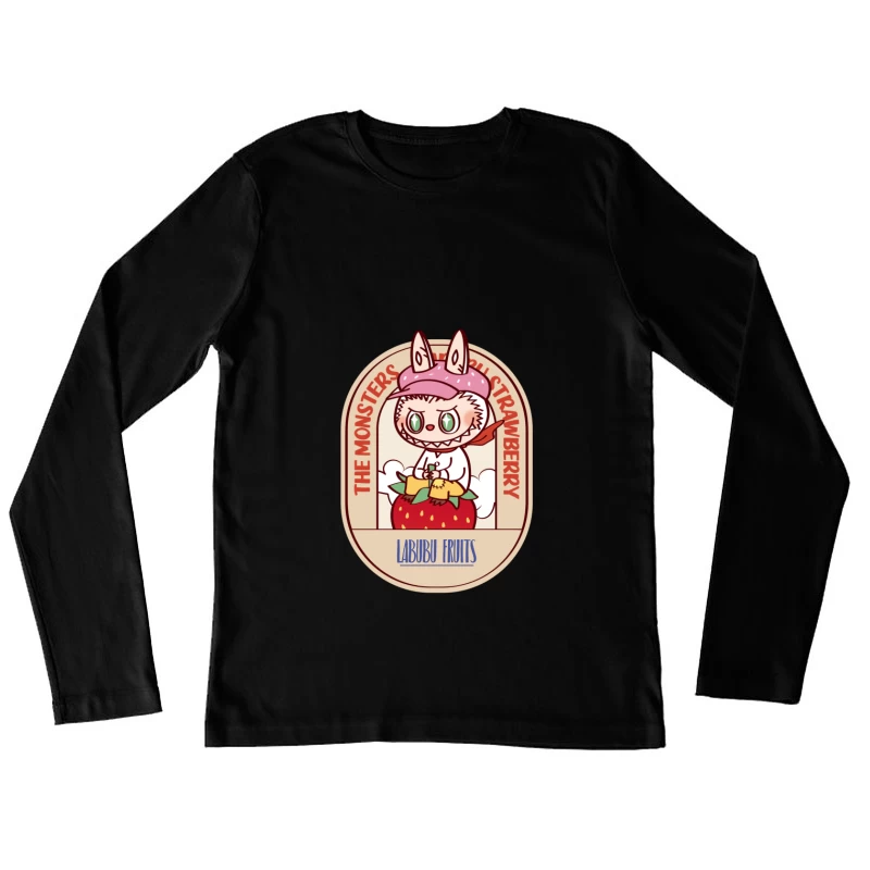 Süße Monster mit Erdbeeren Design Damen Langarm T-Shirt