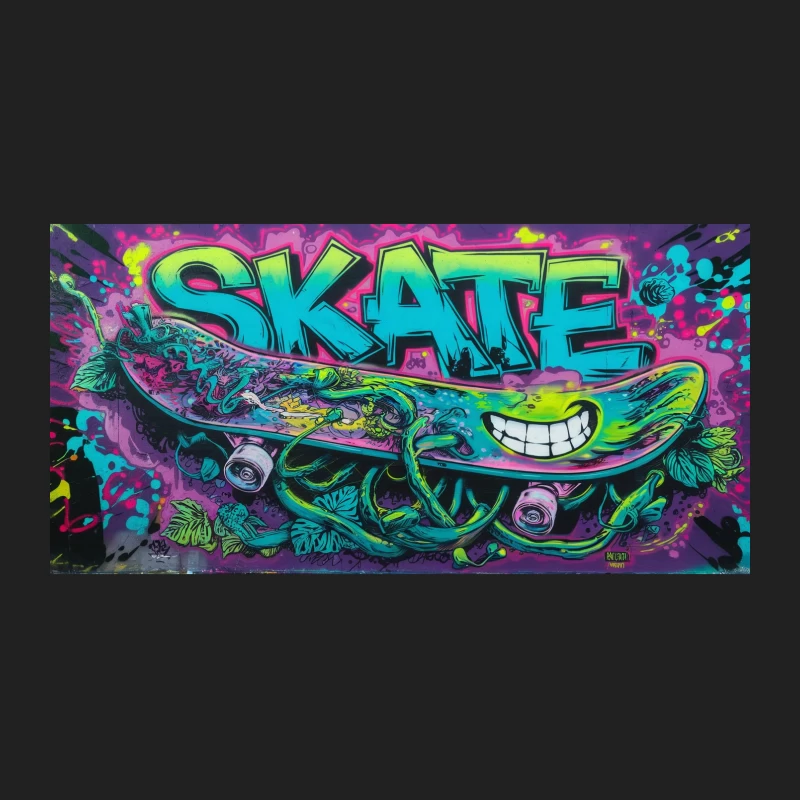 Psychedelic Skateboard Graffiti: Urban Street Art Explosion Bucket Hat